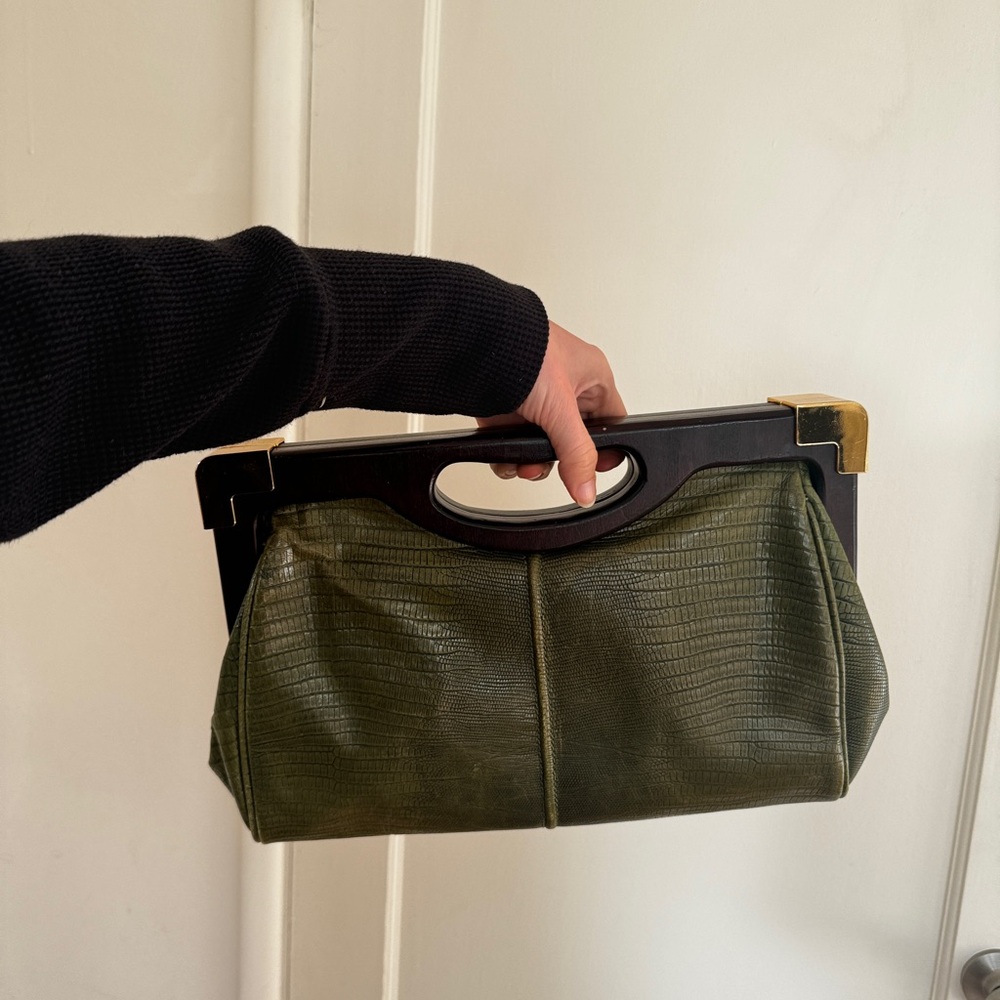 Rebecca Minkoff Olive Green Clutch with Gold Accents